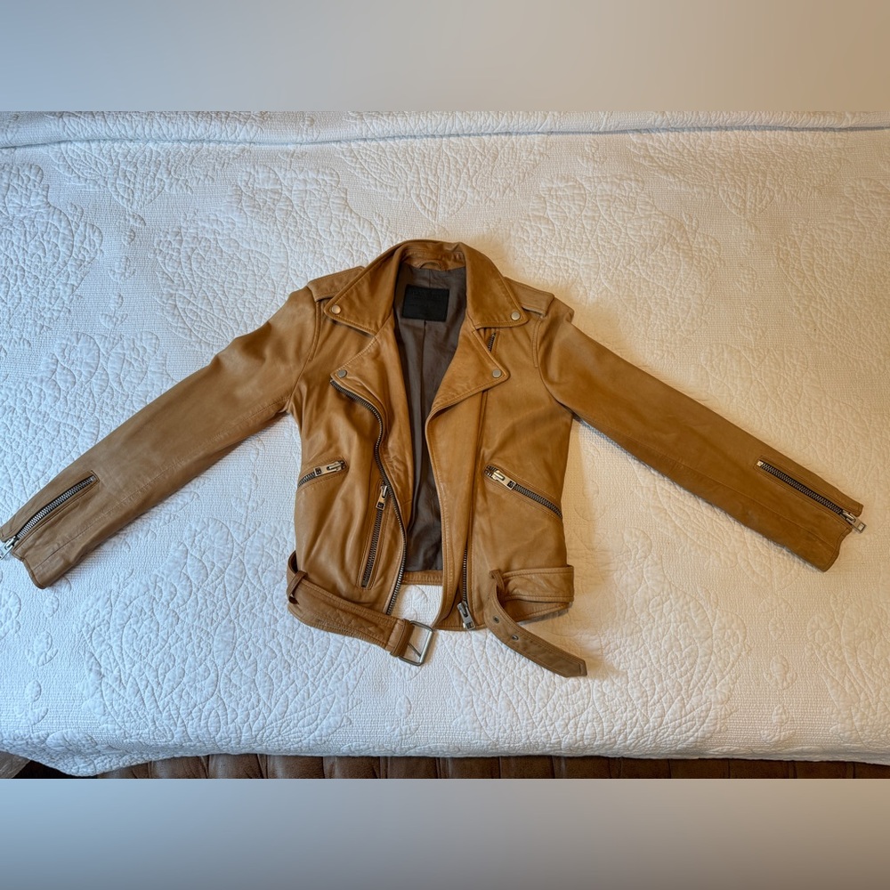 All Saints Camel Leather Jacket